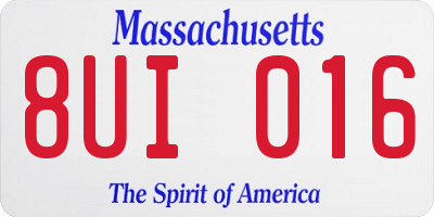 MA license plate 8UI016