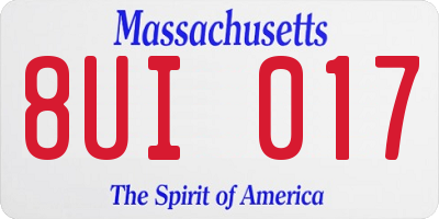 MA license plate 8UI017