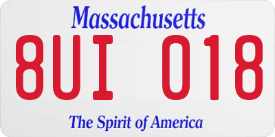 MA license plate 8UI018