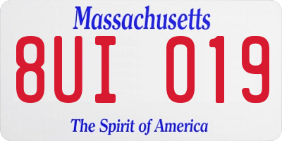 MA license plate 8UI019