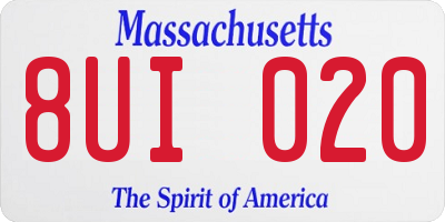 MA license plate 8UI020