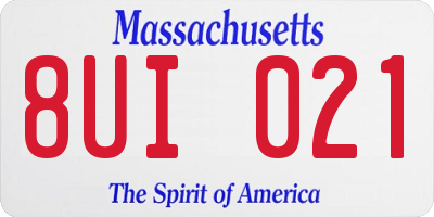 MA license plate 8UI021