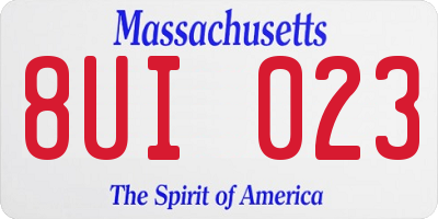 MA license plate 8UI023