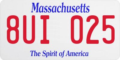 MA license plate 8UI025