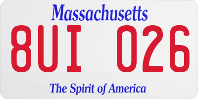 MA license plate 8UI026