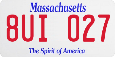 MA license plate 8UI027