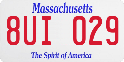 MA license plate 8UI029