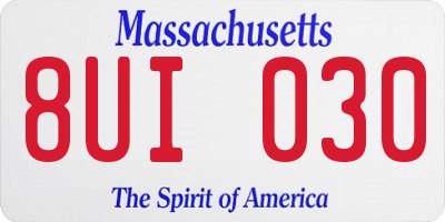 MA license plate 8UI030