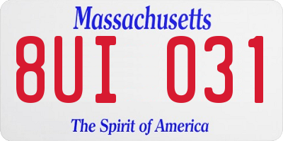 MA license plate 8UI031