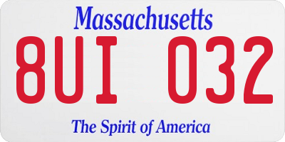 MA license plate 8UI032