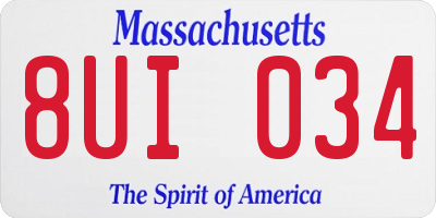 MA license plate 8UI034