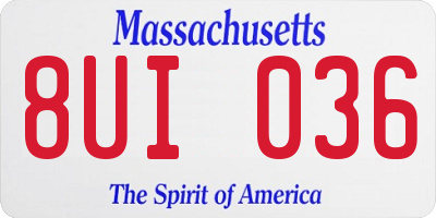 MA license plate 8UI036