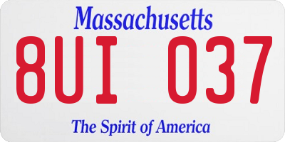 MA license plate 8UI037
