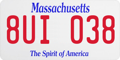 MA license plate 8UI038