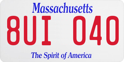MA license plate 8UI040