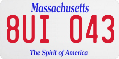 MA license plate 8UI043