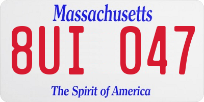 MA license plate 8UI047