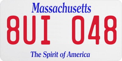 MA license plate 8UI048