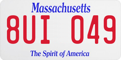 MA license plate 8UI049