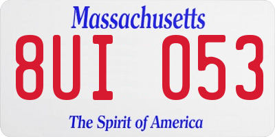 MA license plate 8UI053