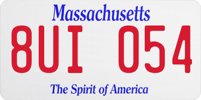 MA license plate 8UI054