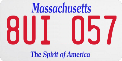 MA license plate 8UI057