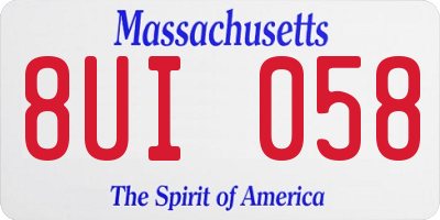 MA license plate 8UI058