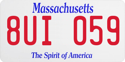 MA license plate 8UI059