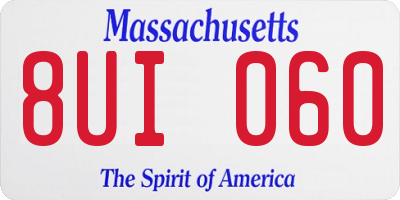 MA license plate 8UI060