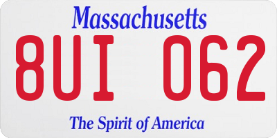 MA license plate 8UI062