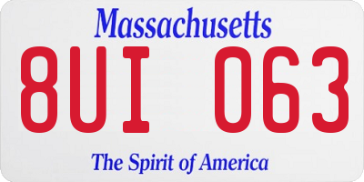 MA license plate 8UI063