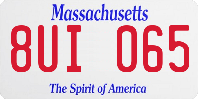 MA license plate 8UI065
