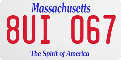 MA license plate 8UI067