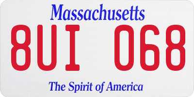 MA license plate 8UI068