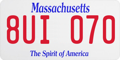 MA license plate 8UI070