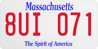 MA license plate 8UI071
