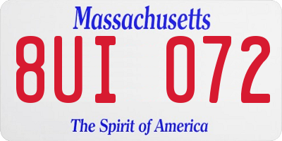 MA license plate 8UI072