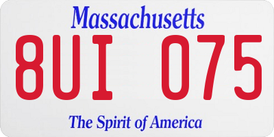 MA license plate 8UI075