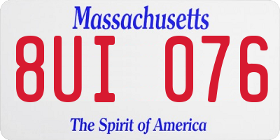 MA license plate 8UI076
