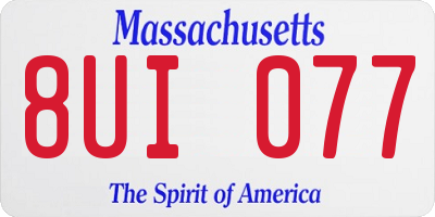 MA license plate 8UI077