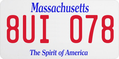 MA license plate 8UI078