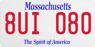 MA license plate 8UI080