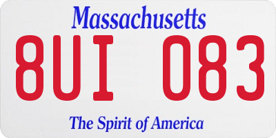 MA license plate 8UI083