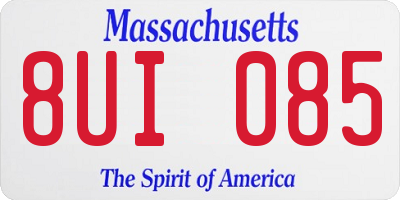 MA license plate 8UI085