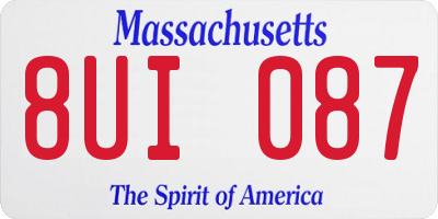 MA license plate 8UI087