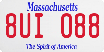 MA license plate 8UI088