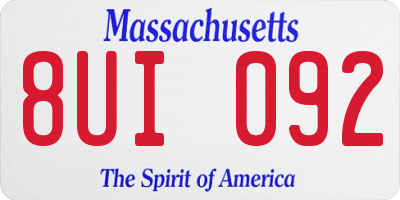 MA license plate 8UI092