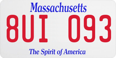 MA license plate 8UI093