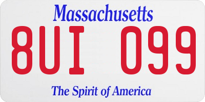 MA license plate 8UI099