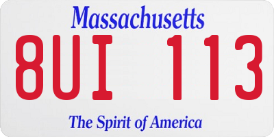 MA license plate 8UI113